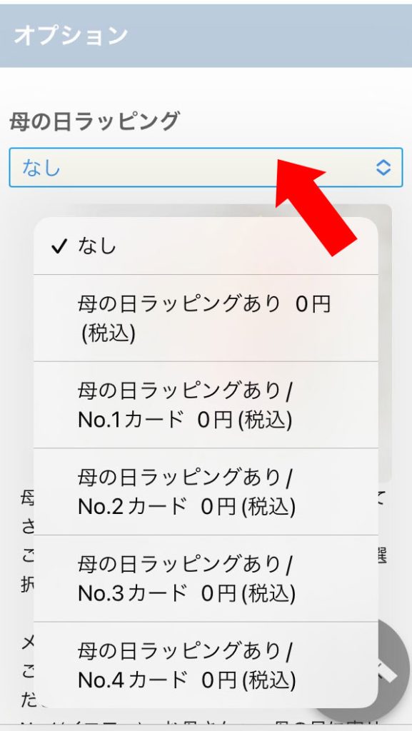 カート内のラッピング選択イメージ
